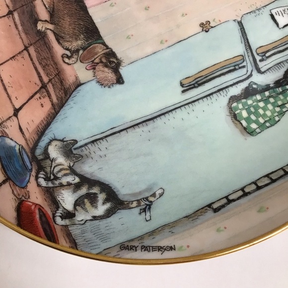 Gary Patterson Dachshund Plate Puppy Dog Got Food? The Danbury Mint Decor Gold - Picture 2 of 13
